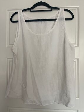 Eileen Fisher White Sleeveless Scoop Neck Tank Top